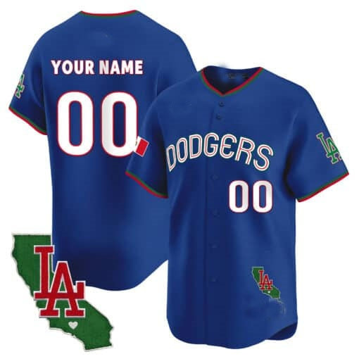 Custom Los Angeles Dodgers Mexico California Patch Vapor Premier Limited Jersey V3 ¨C Royal REYNOLDS
