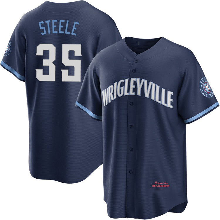 Chicago Cubs #35 Justin Steele Navy REYNOLDS City Connect Jersey