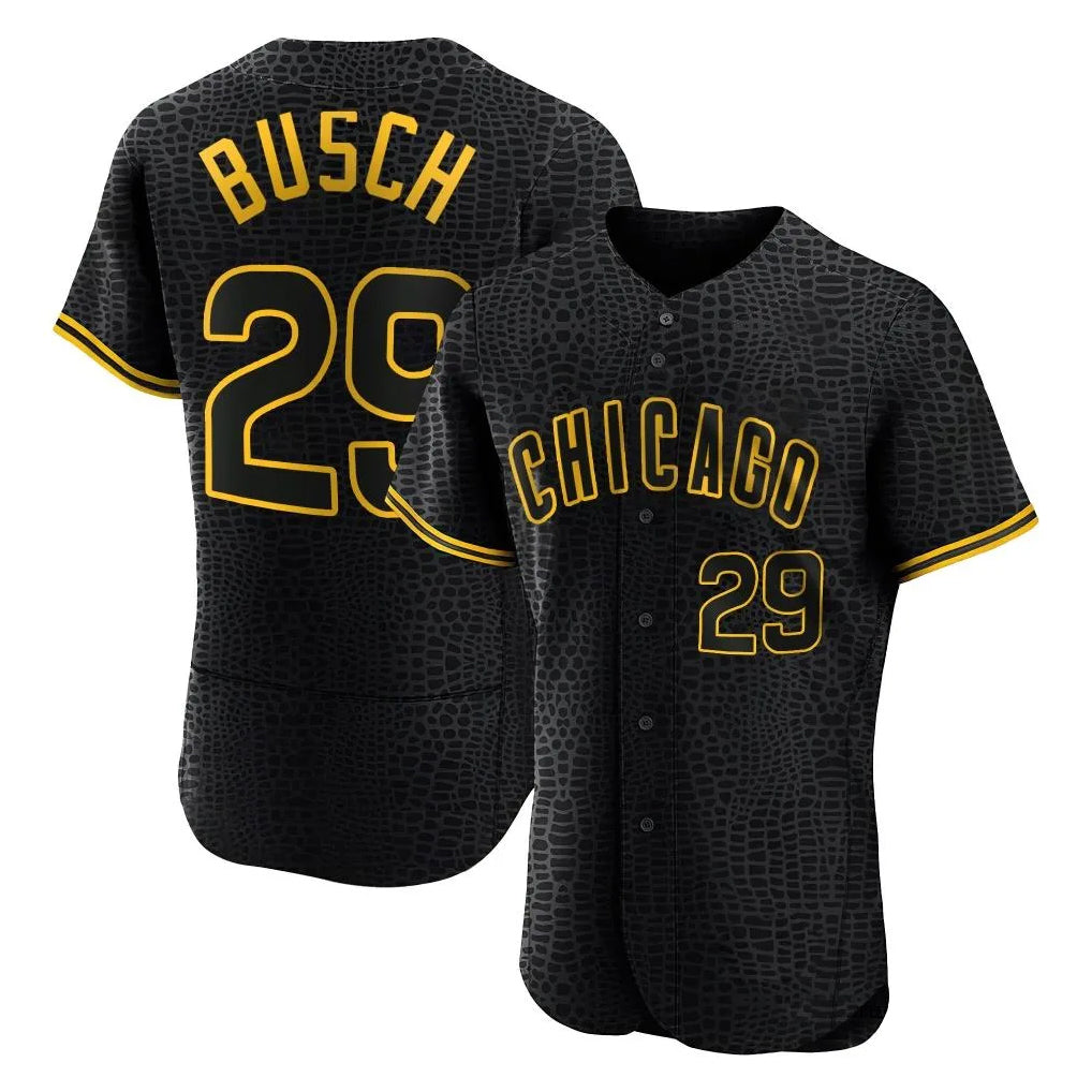 Chicago Cubs #29 Michael Busch Player Black REYNOLDS Snake Skin City Limited Elite Home Game Stitched Jerseys
