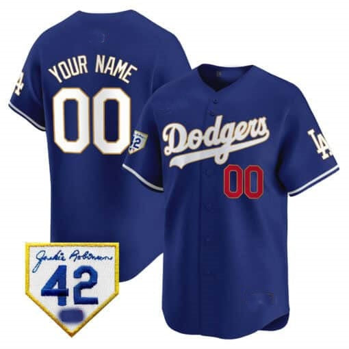 Custom Los Angeles Dodgers 2024 Jackie Robinson Patch Vapor Premier Limited Jersey ¨C Royal REYNOLDS