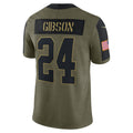 W.Football Team #24 Antonio Gibson Olive REYNOLDS Salute To Service Limited Player Jersey