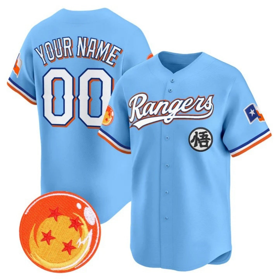 Custom Texas Rangers x Dragon Ball Blue REYNOLDS Vapor Premier Limited Jersey - All Stitched