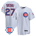 Chicago Cubs #27 Seiya Suzuki Player White REYNOLDS 150th Anniversary Home Game Stitched Jerseys