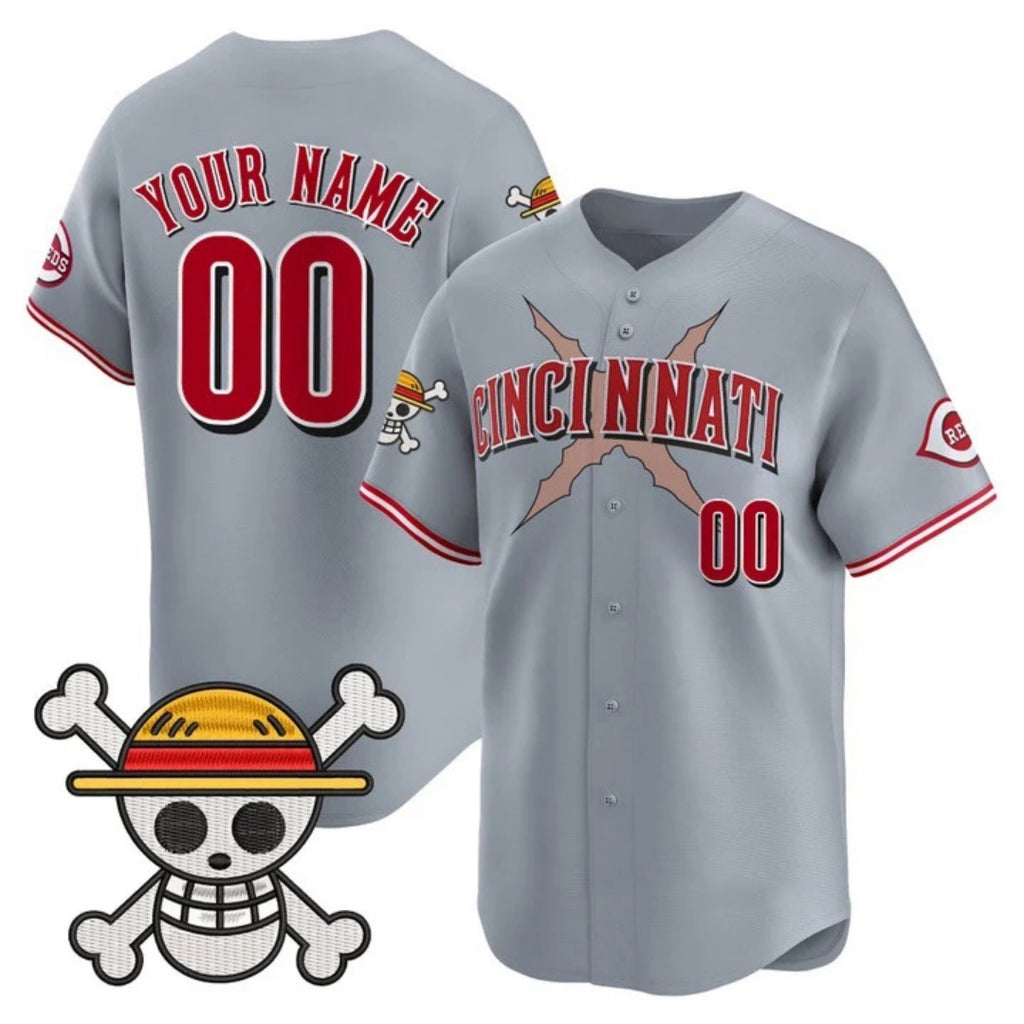 Custom Cincinnati Reds x One Piece Gray REYNOLDS Vapor Premier Limited Jersey - Stitched