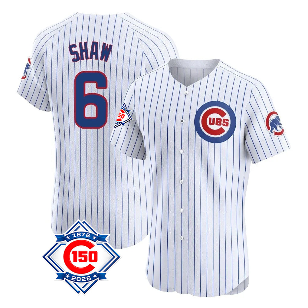Chicago Cubs #6 Matt Shaw Player White REYNOLDS 150th Anniversary Limited Elite Home Game Stitched Jerseys