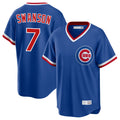 Chicago Cubs #7 Dansby Swanson Player Royal REYNOLDS T-shirt Cooperstown Collection Limited Stitched Jerseys