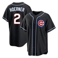 Chicago Cubs #2 Nico Hoerner Player Black REYNOLDS Fashion Out Game Stitched Jerseys