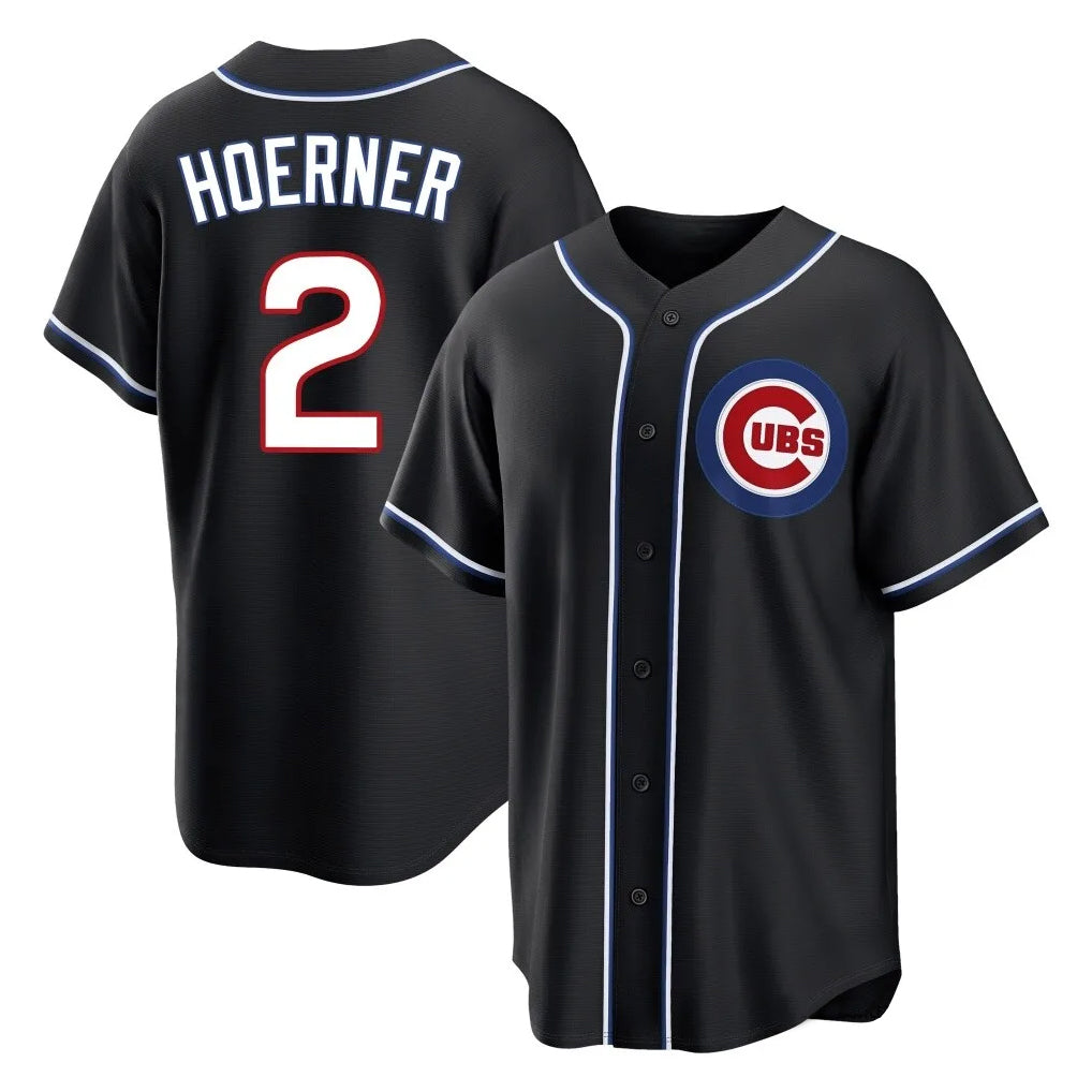 Chicago Cubs #2 Nico Hoerner Player Black REYNOLDS Fashion Out Game Stitched Jerseys