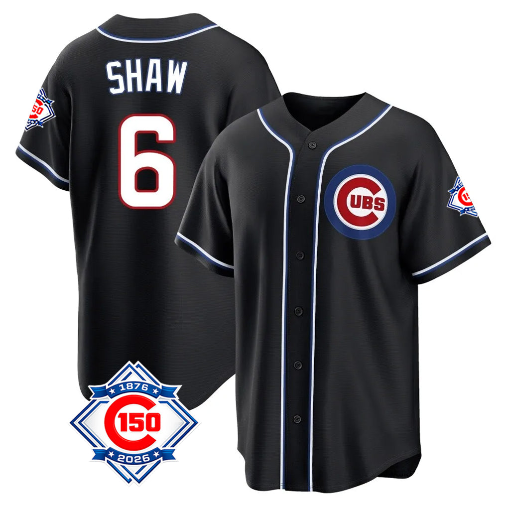Chicago Cubs #6 Matt Shaw Player Black REYNOLDS Fashion Out 150th Anniversary Game Stitched Jerseys