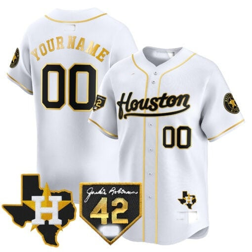 Custom Houston Astros 2024 Jackie Robinson Patch Vapor Premier Limited Jersey ¨C White REYNOLDS