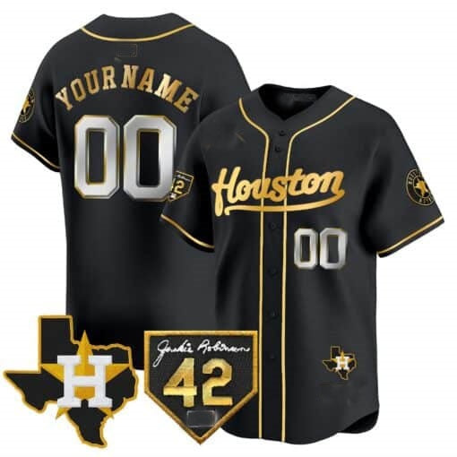Custom Houston Astros 2024 Jackie Robinson Patch Vapor Premier Limited Jersey ¨C All Stitched-Black REYNOLDS