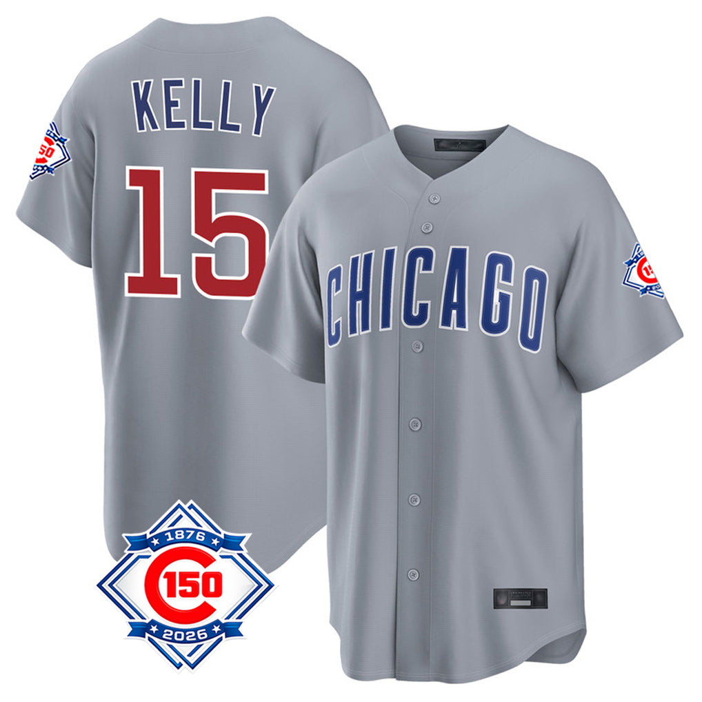 Chicago Cubs #15 Carson Kelly Player Gray REYNOLDS 150th Anniversary Home Game Stitched Jerseys
