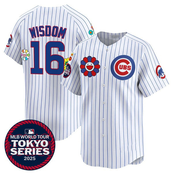 Chicago Cubs #16 Patrick Wisdom White REYNOLDS 2025 Tokyo Series Limited Stitched Jersey
