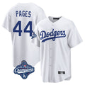 Los Angeles Dodgers #44 Andy Pages Player White REYNOLDS World Series Meet Game Home Stitched Jerseys