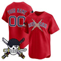 Custom Boston Red Sox x One Piece Red REYNOLDS Zoro Patch Vapor Premier Limited Jersey - Stitched