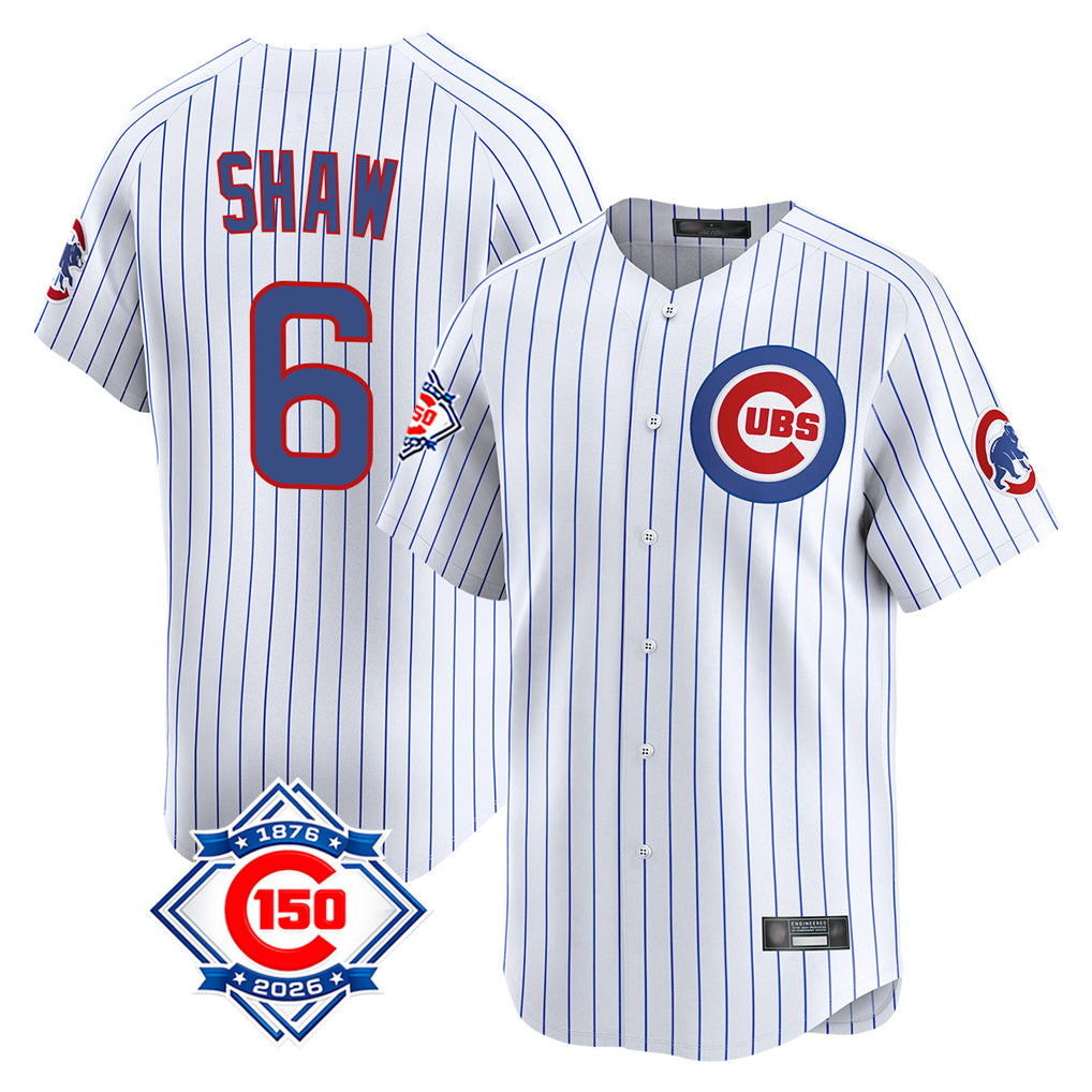 Chicago Cubs #6 Matt Shaw Player White REYNOLDS 150th Anniversary Limited Home Game Stitched Jerseys