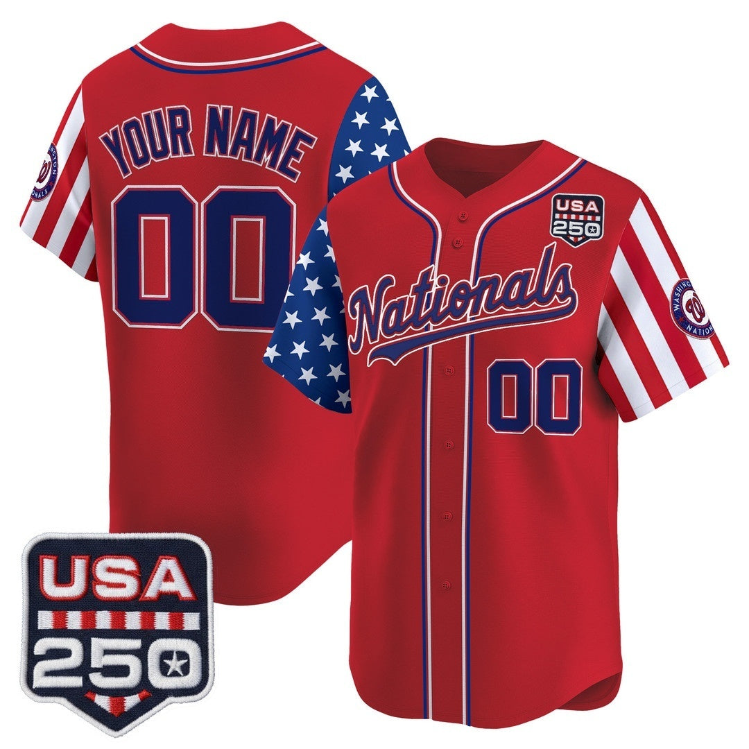 Custom Washington Nationals America 250 Edition Vapor Premier Limited Red REYNOLDS Stitched Jerseys