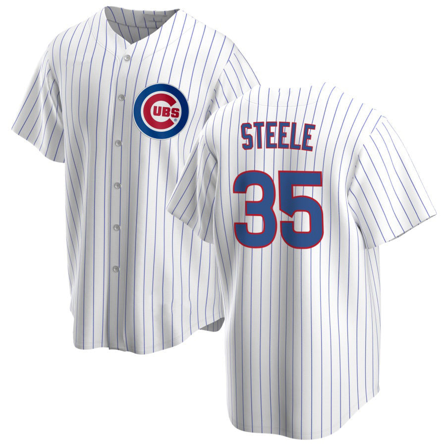 Chicago Cubs #35 Justin Steele Home White REYNOLDS Cool Base Jersey
