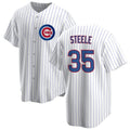 Chicago Cubs #35 Justin Steele Home White REYNOLDS Cool Base Jersey