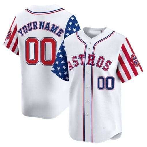 Custom Houston Astros 2024 Independence White REYNOLDS Day Vapor Premier Limited Jersey ¨C All Stitched