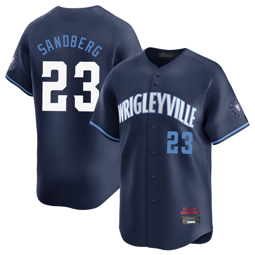 Chicago Cubs #23 Ryne Sandberg Player Navy REYNOLDS City Connect Limited Home Stitched Jerseys