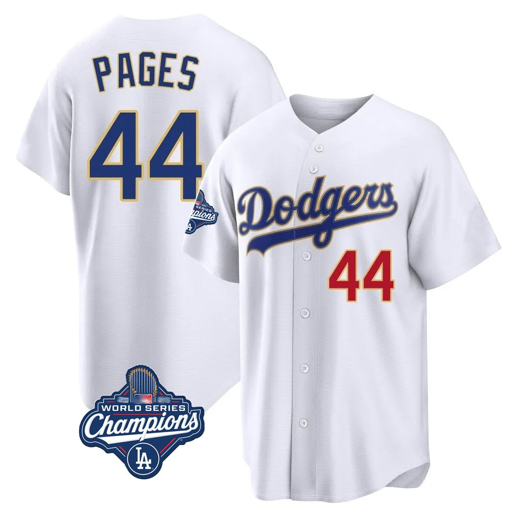 Los Angeles Dodgers #44 Andy Pages Player Gold White REYNOLDS World Series Meet 2026 Collection Stadium Limited Stitched Jerseys
